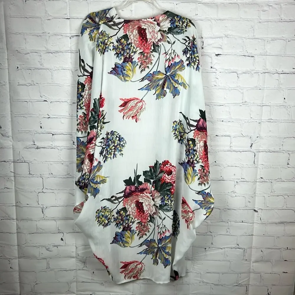 Umgee Boho Women's Floral Print Short Sleeve Kimono Small/Medium Vacation Beach